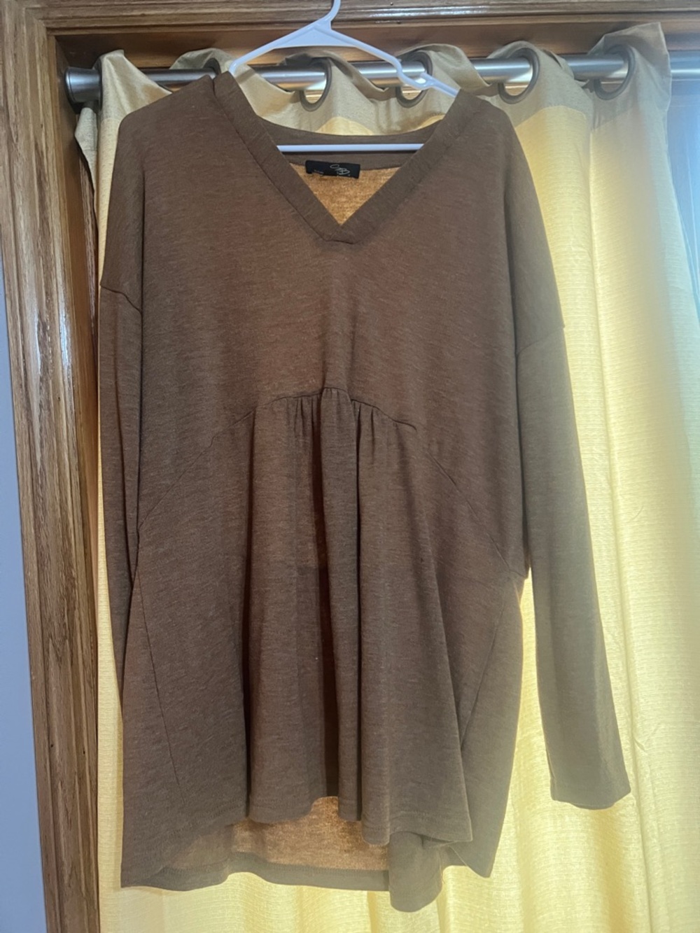 Suzanne Betro Brown V-Neck Babydoll Tunic